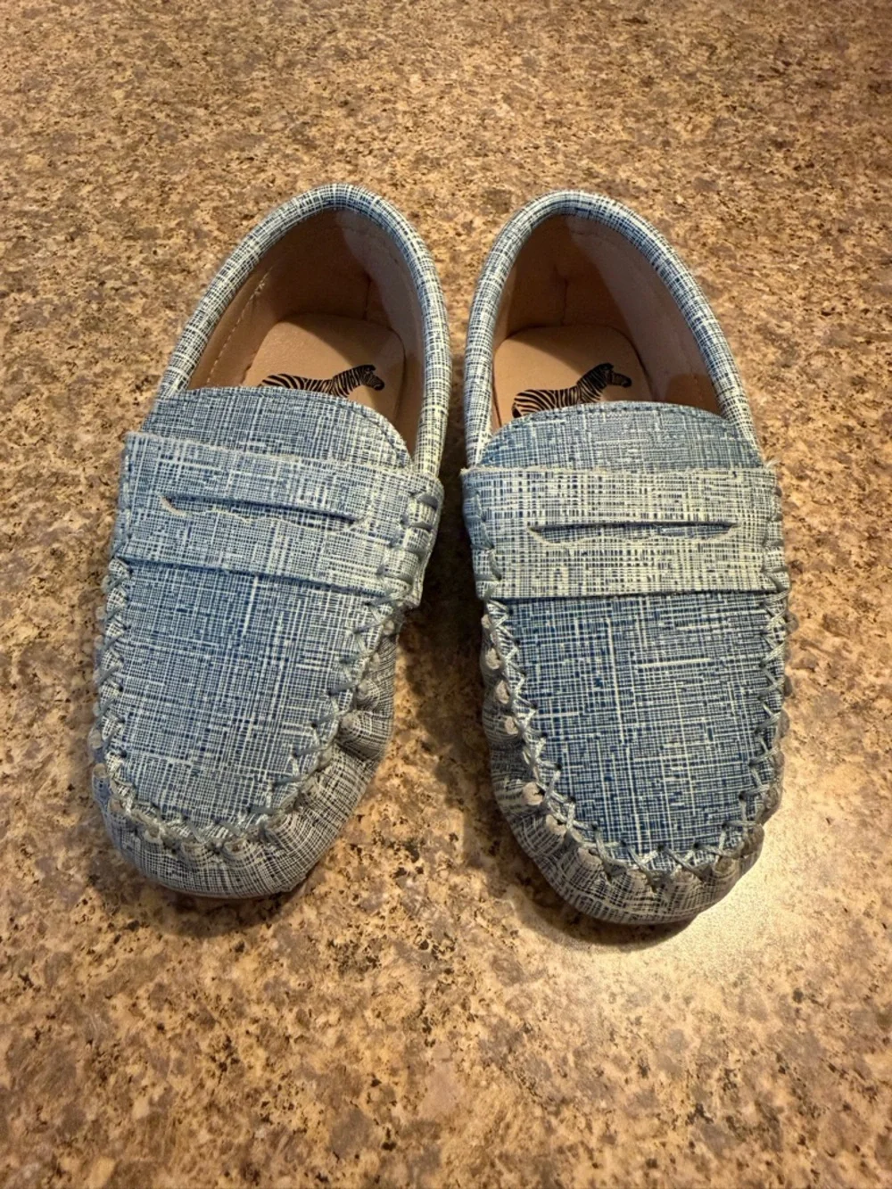 Kids Light Blue Moccasin Loafers - Comfortable Slip-On Shoes